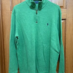 Ralph Lauren Green Knit Quarter-Zip Sweater 100% cotton